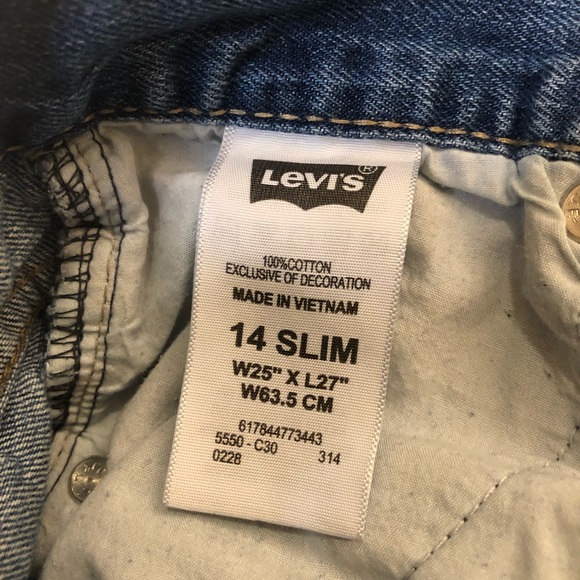 Vintage Levis 550 Jeans Relaxed Fit 14 Slim Denim Straight Leg 25x27 - Picture 5 of 7